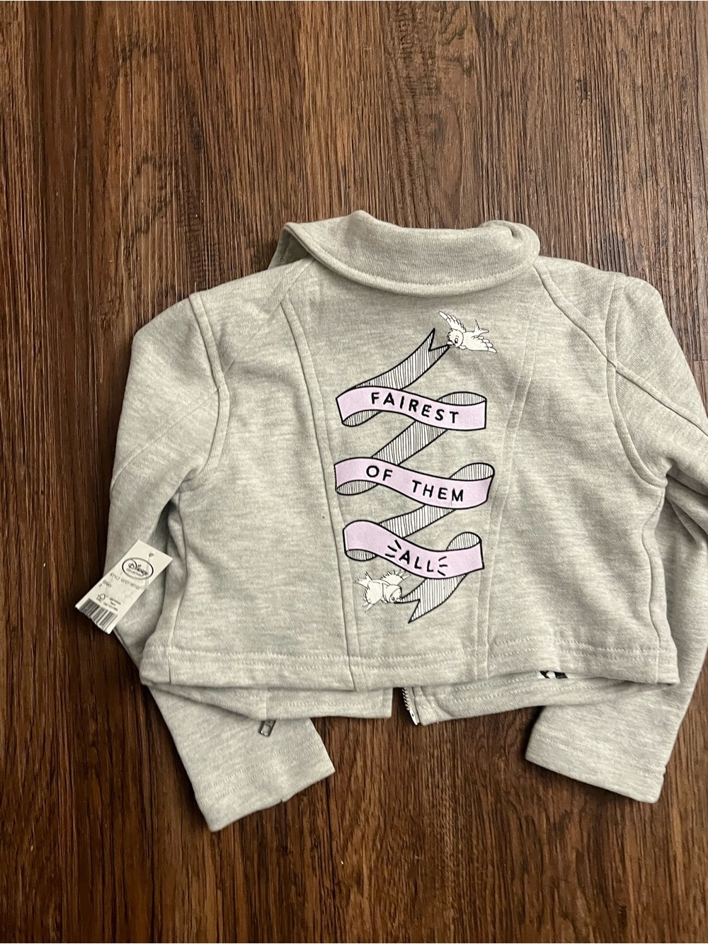 Disney Light Gray Moto Jacket Snow White aurora jasmine Cinderella - Picture 8 of 8